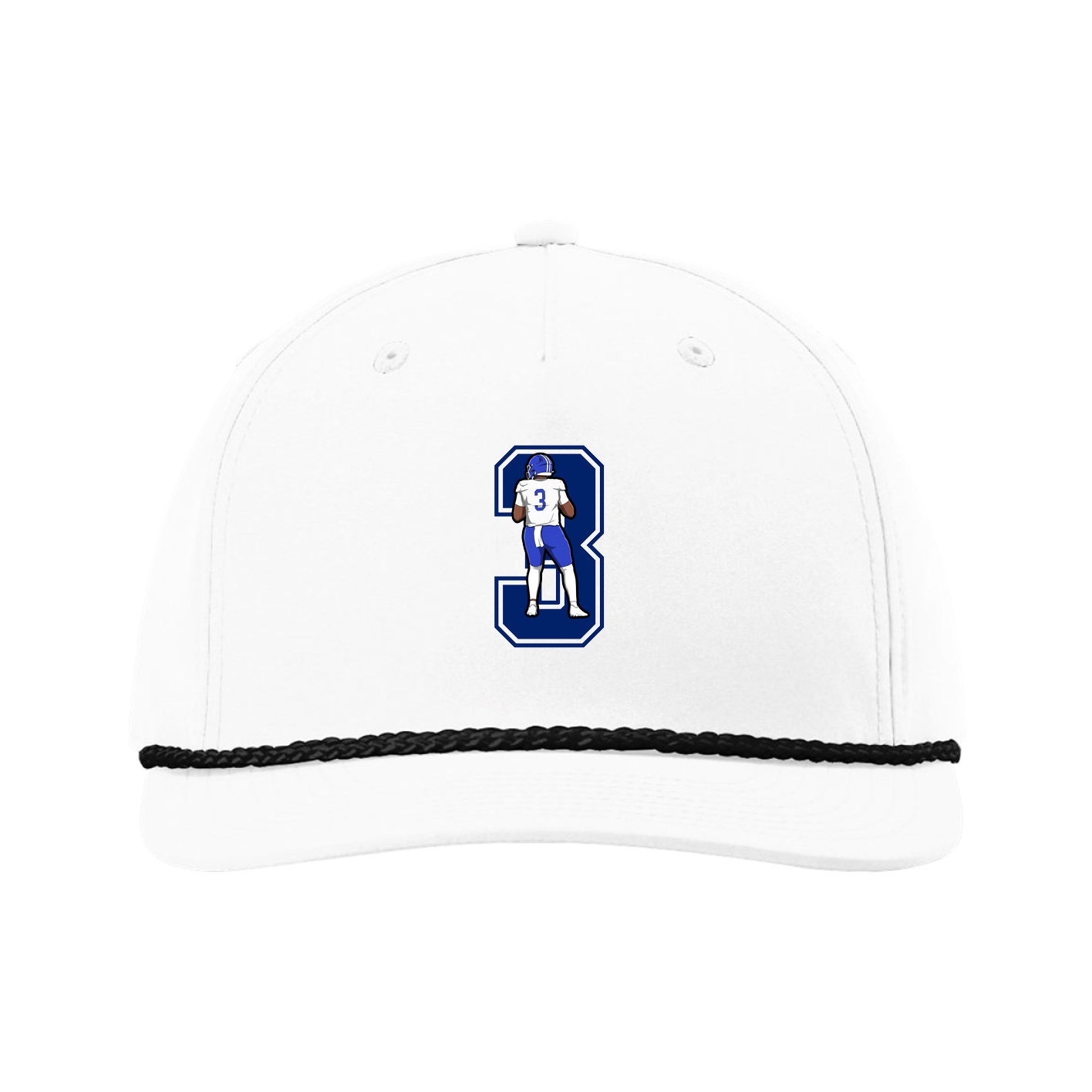 Five-Panel Classic Rope Cap — Number in White