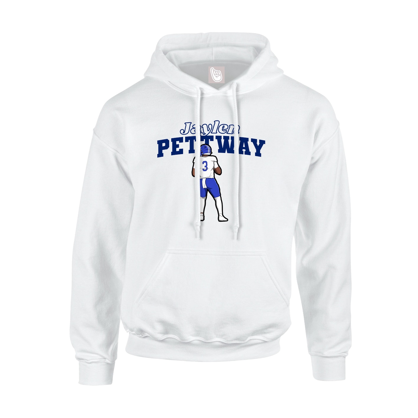 Youth Hoodie — Name Arch in White