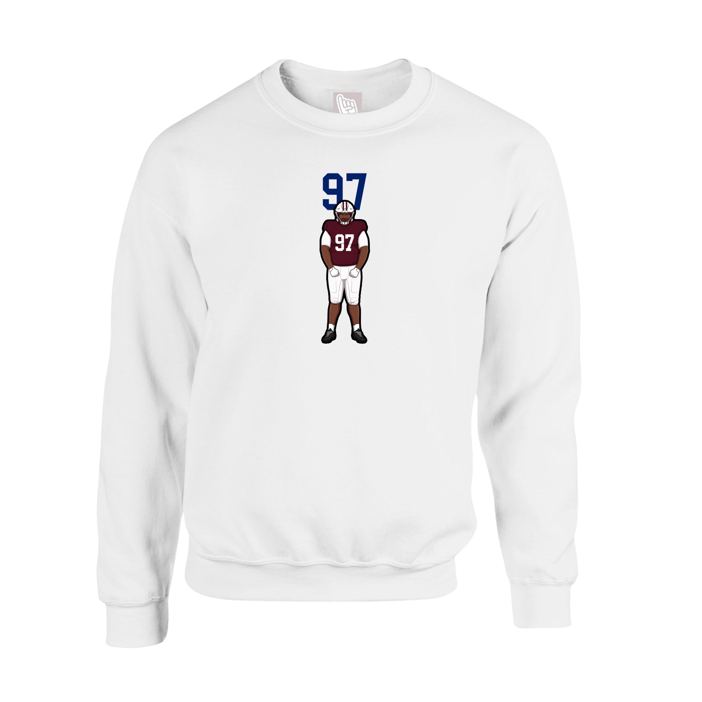 Fleece Crew — Number Top in White