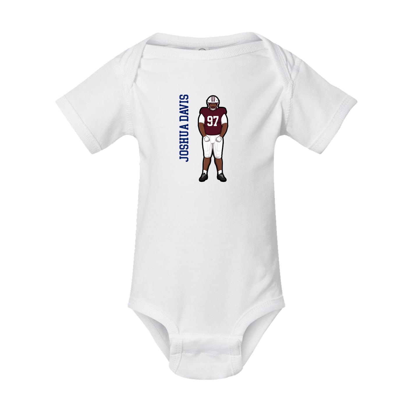 Baby Onesie — Name Vertical in White