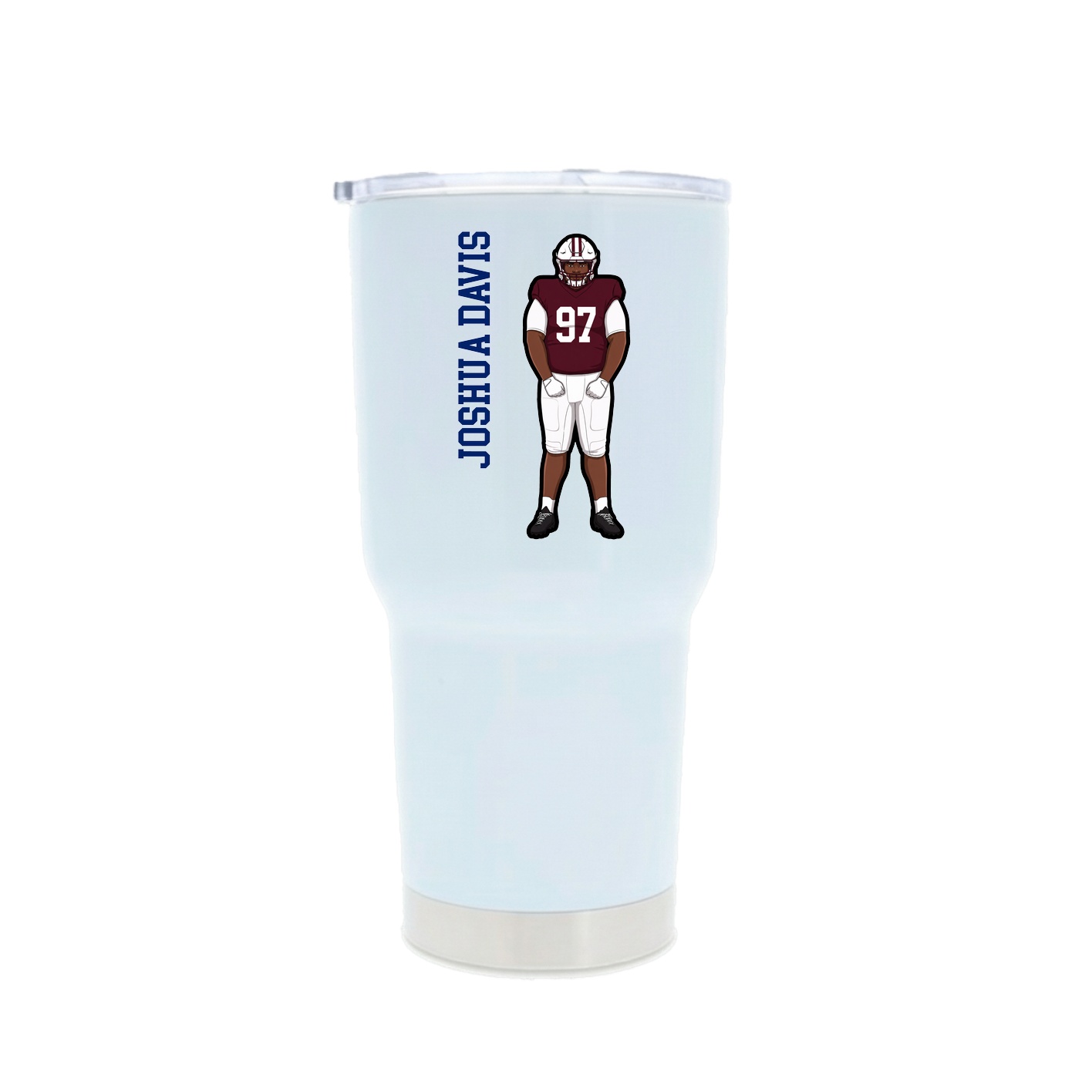 30oz Stainless Steel Tumbler — Name Vertical in White