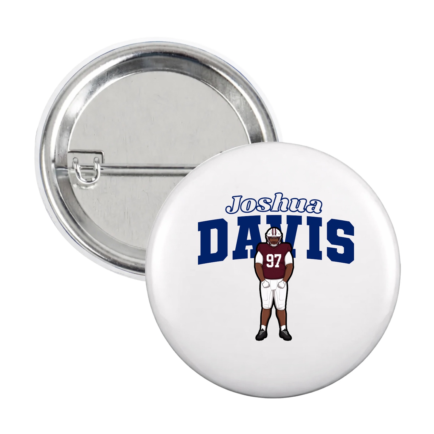 Game Day Button — Name Arch in White
