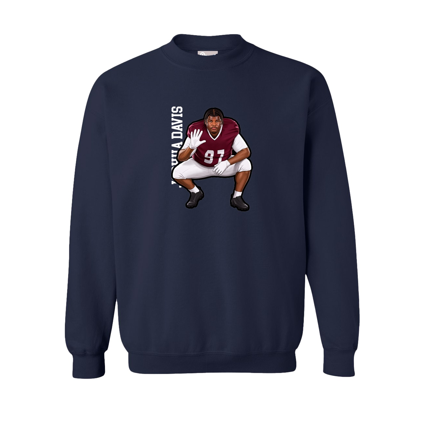 Fleece Crew — Name Vertical in Navy