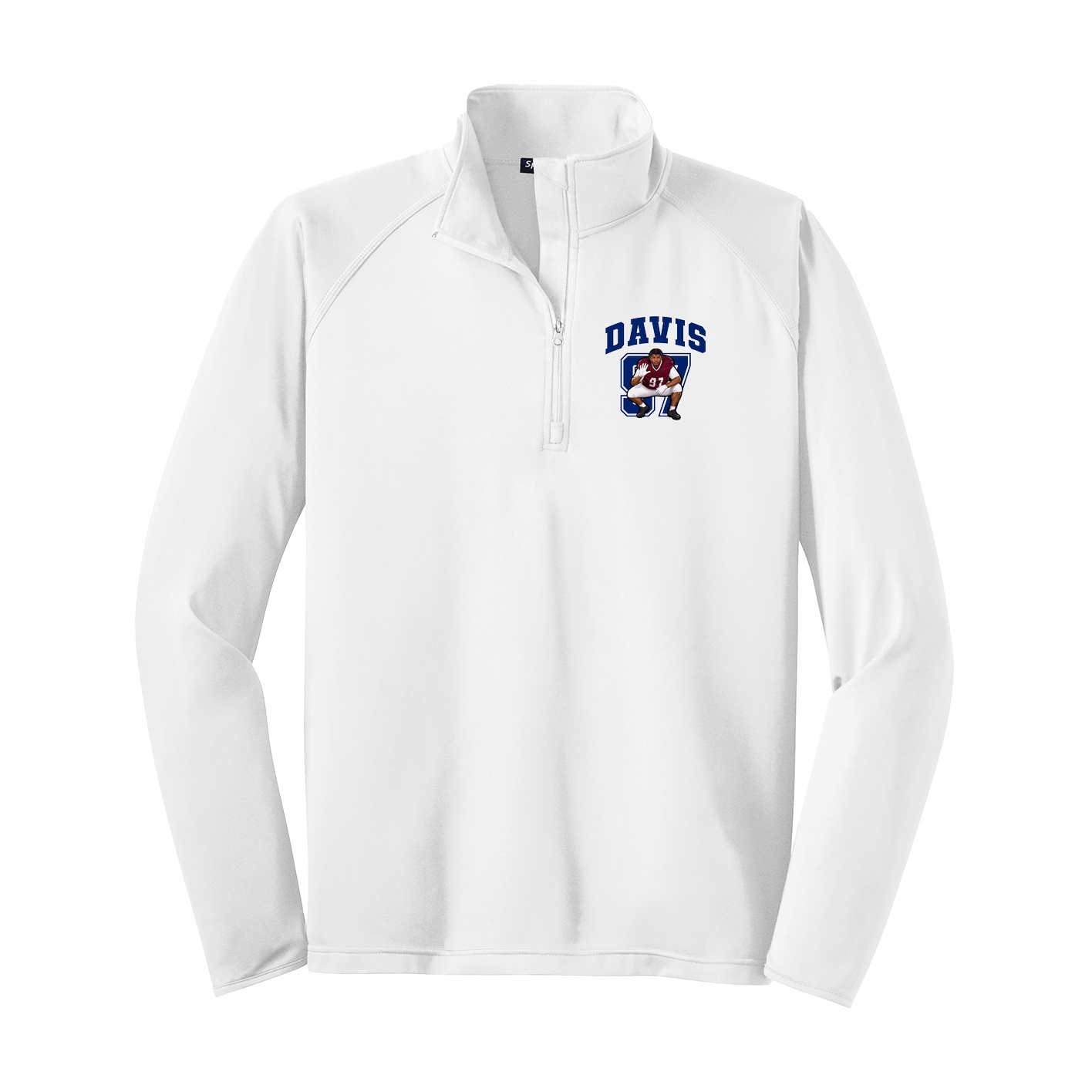 Q-Zip Pullover — Number in White