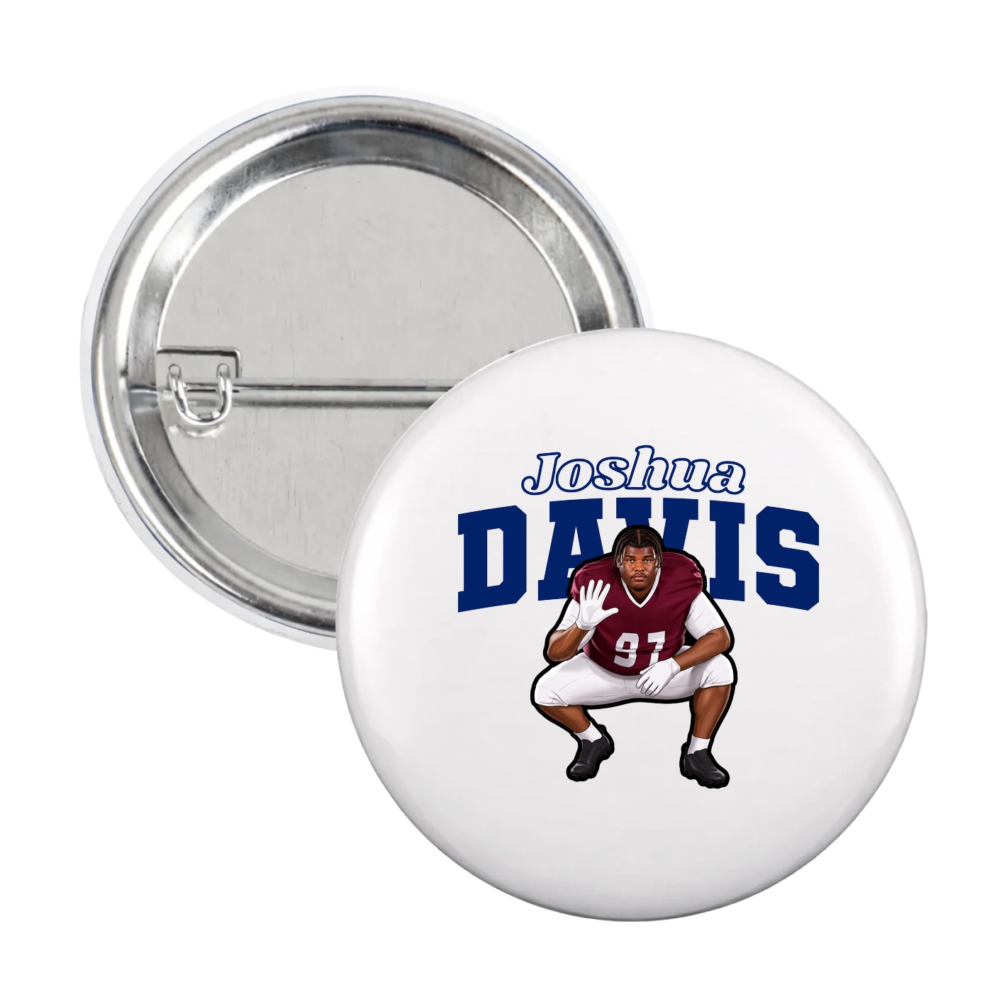 Game Day Button — Name Arch in White