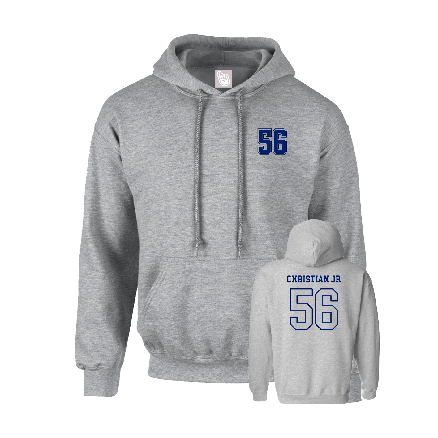 Youth Hoodie — Chest Back in Grey