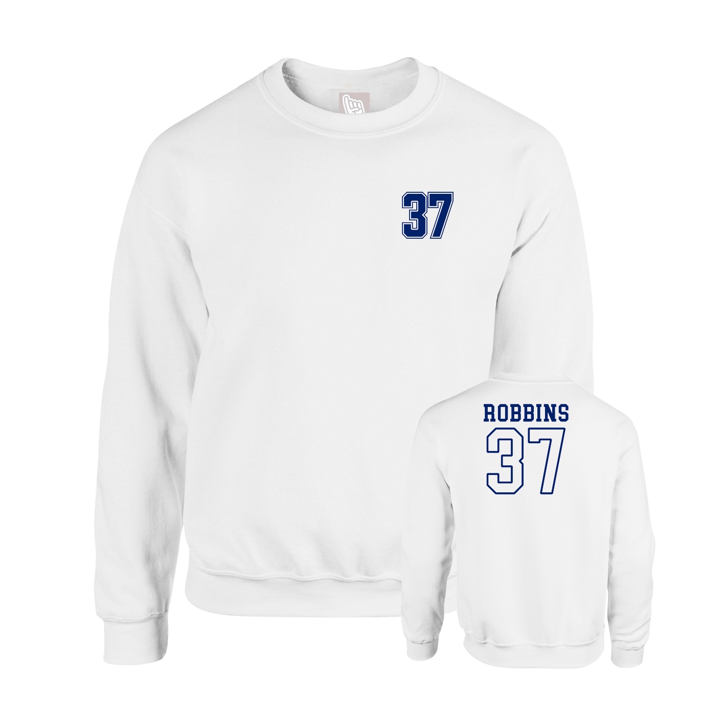 Fleece Crew — Chest Back in White