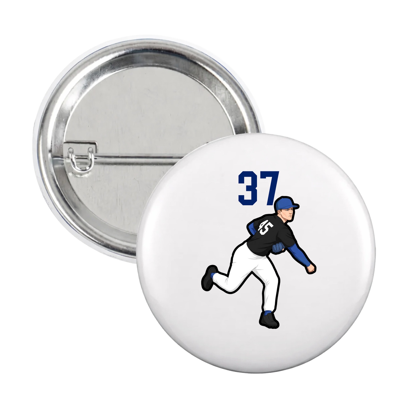 Game Day Button — Number Top in White