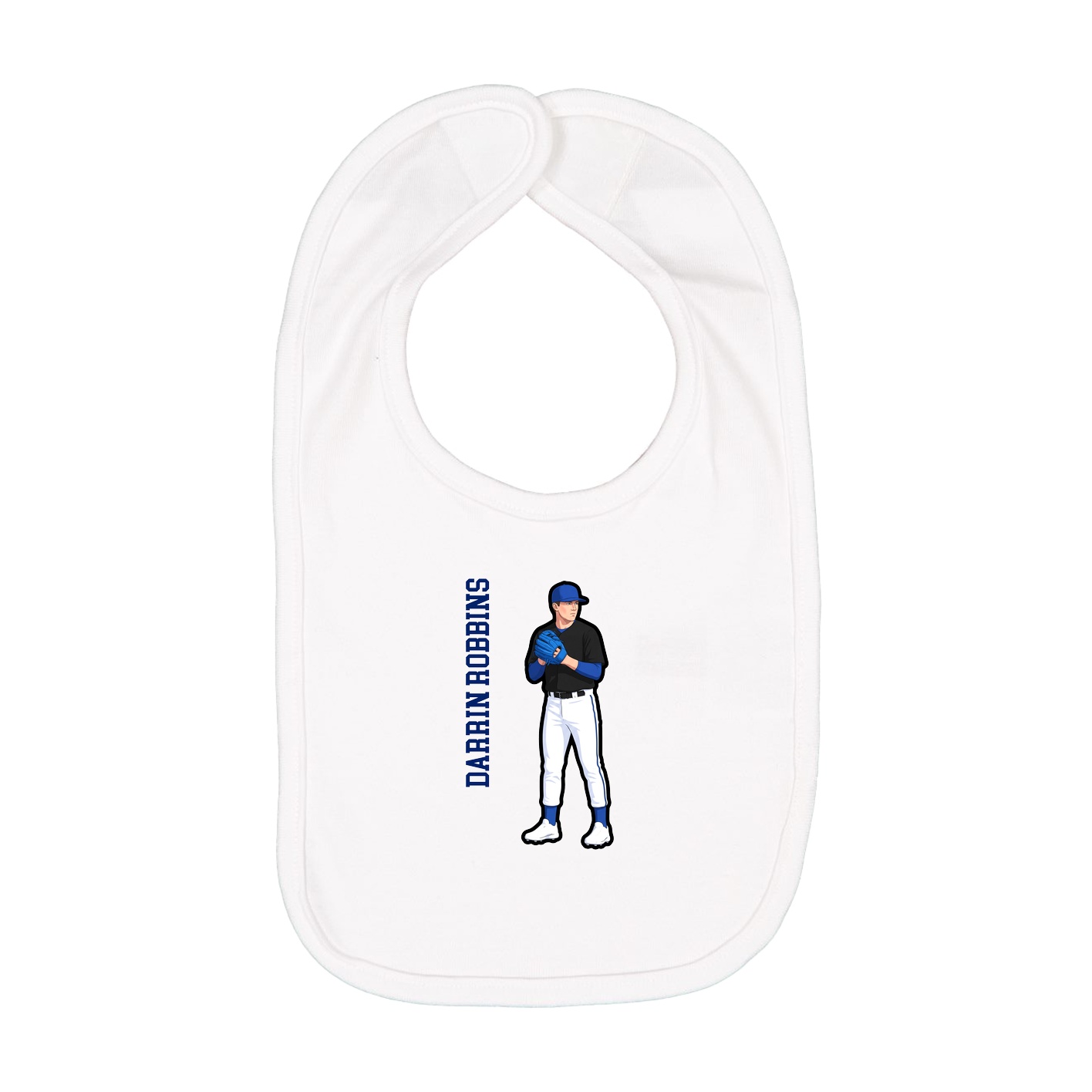 Infant Bib — Name Vertical in White