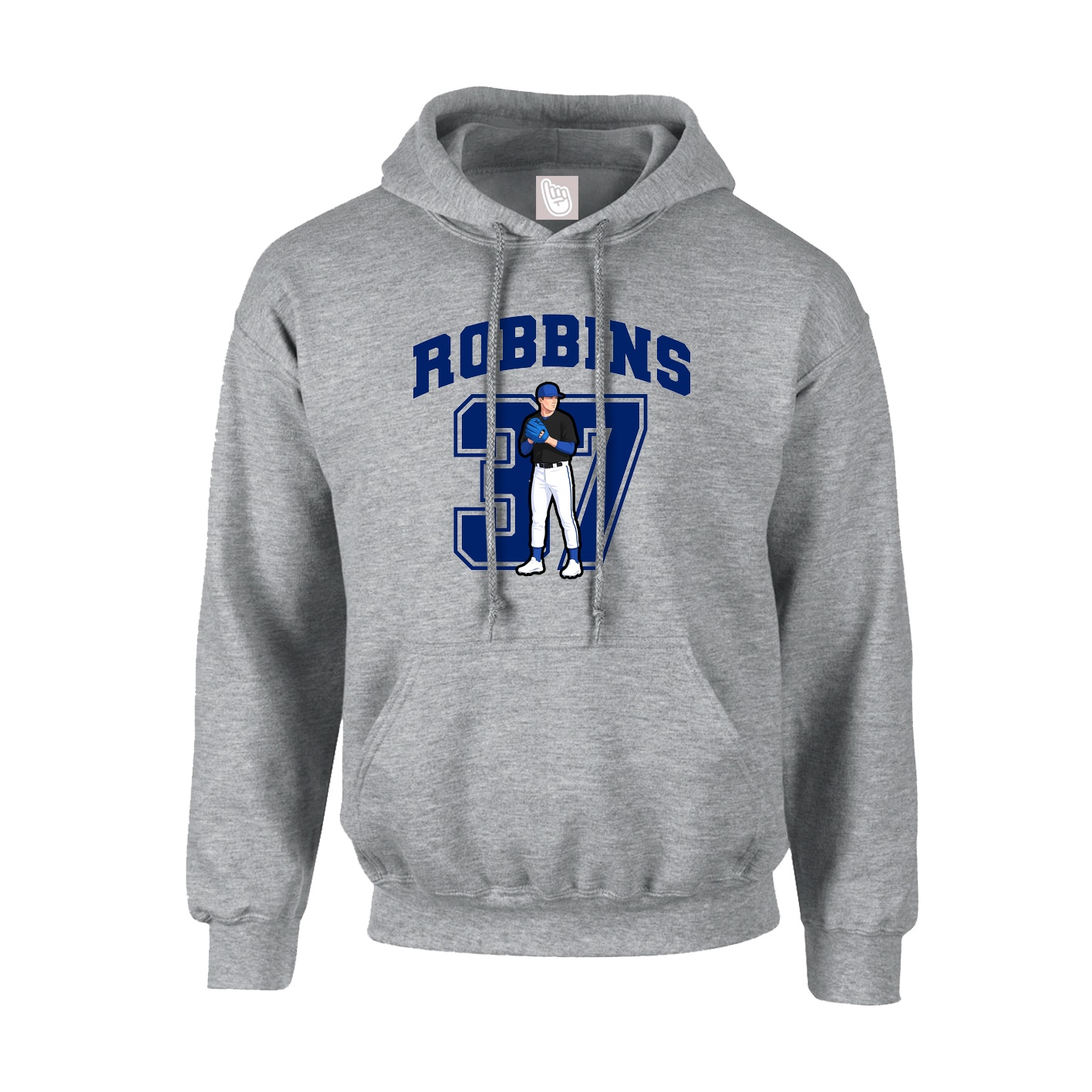 Youth Hoodie — Number in Grey