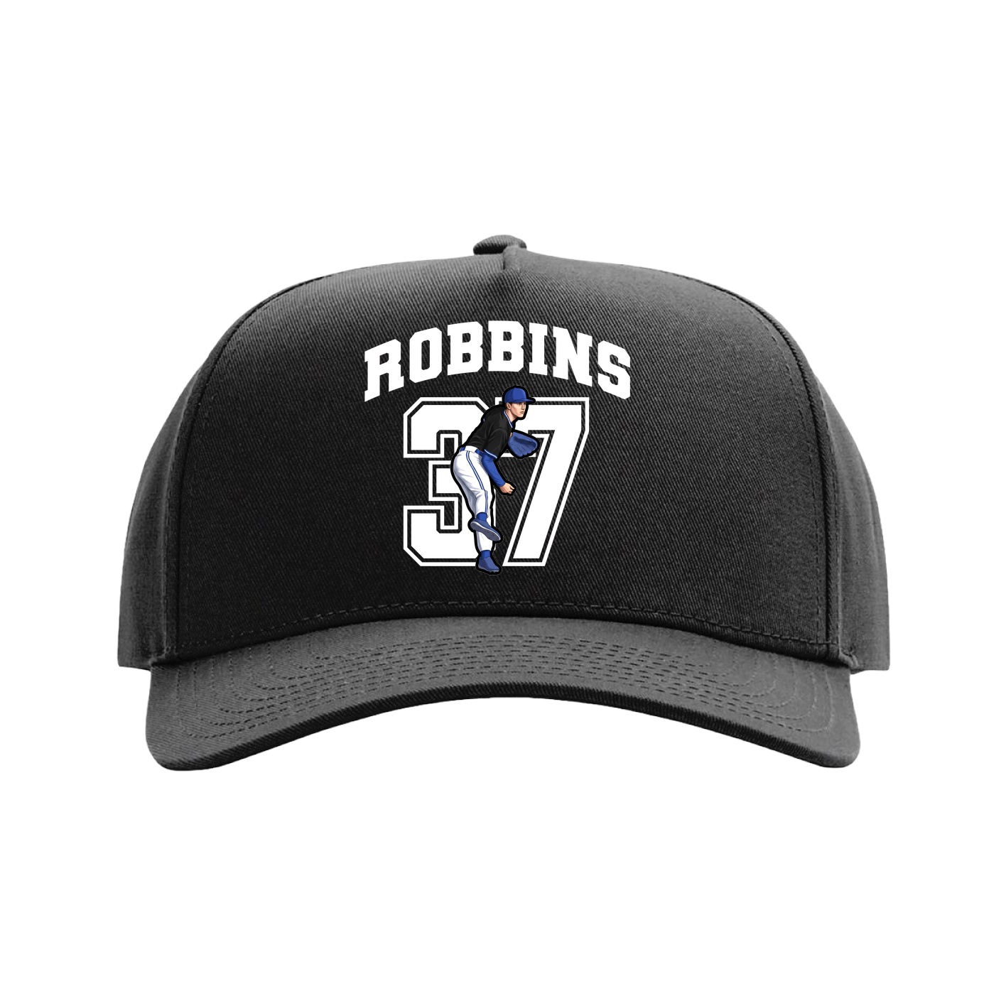 Full Fabric Five-Panel Champ Cap — Number in Black