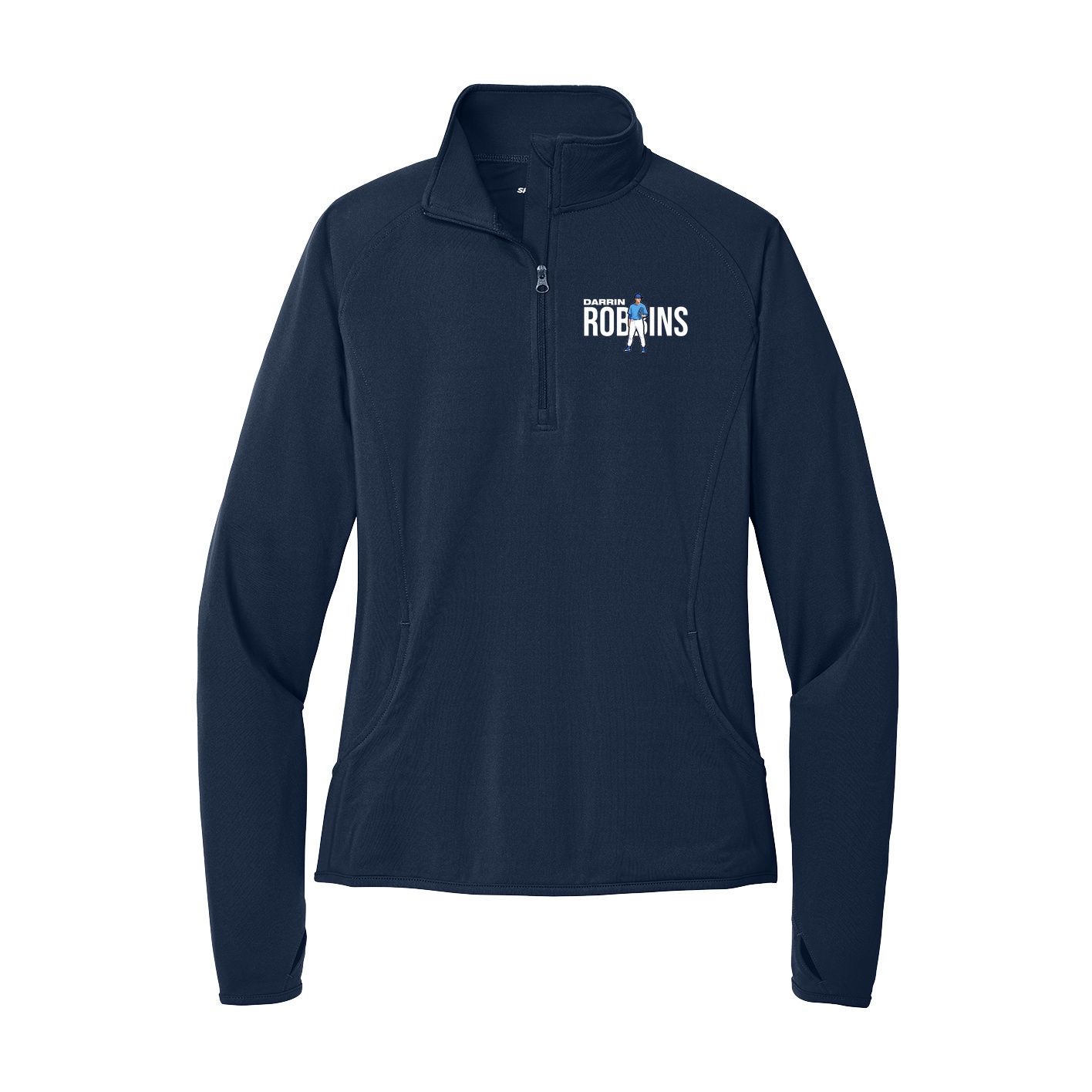 Women's Q-Zip Pullover — Player Name in Navy