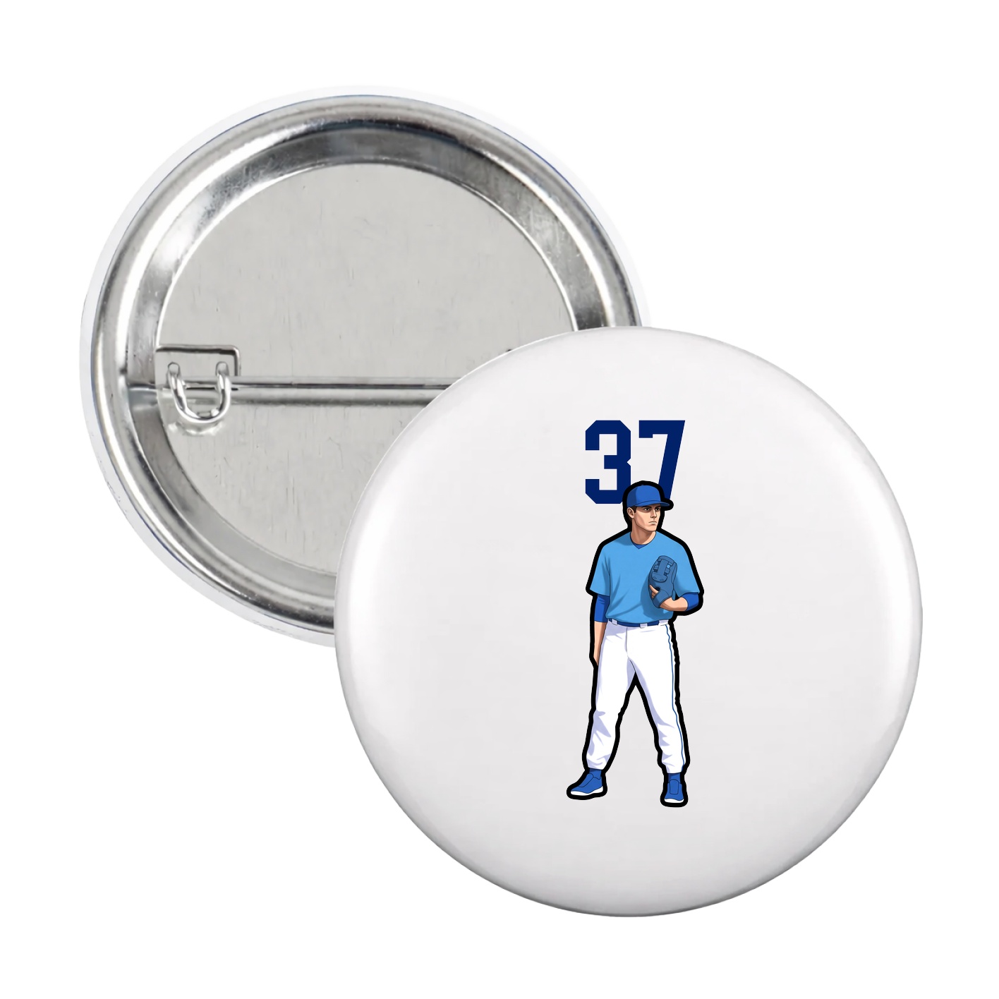 Game Day Button — Number Top in White