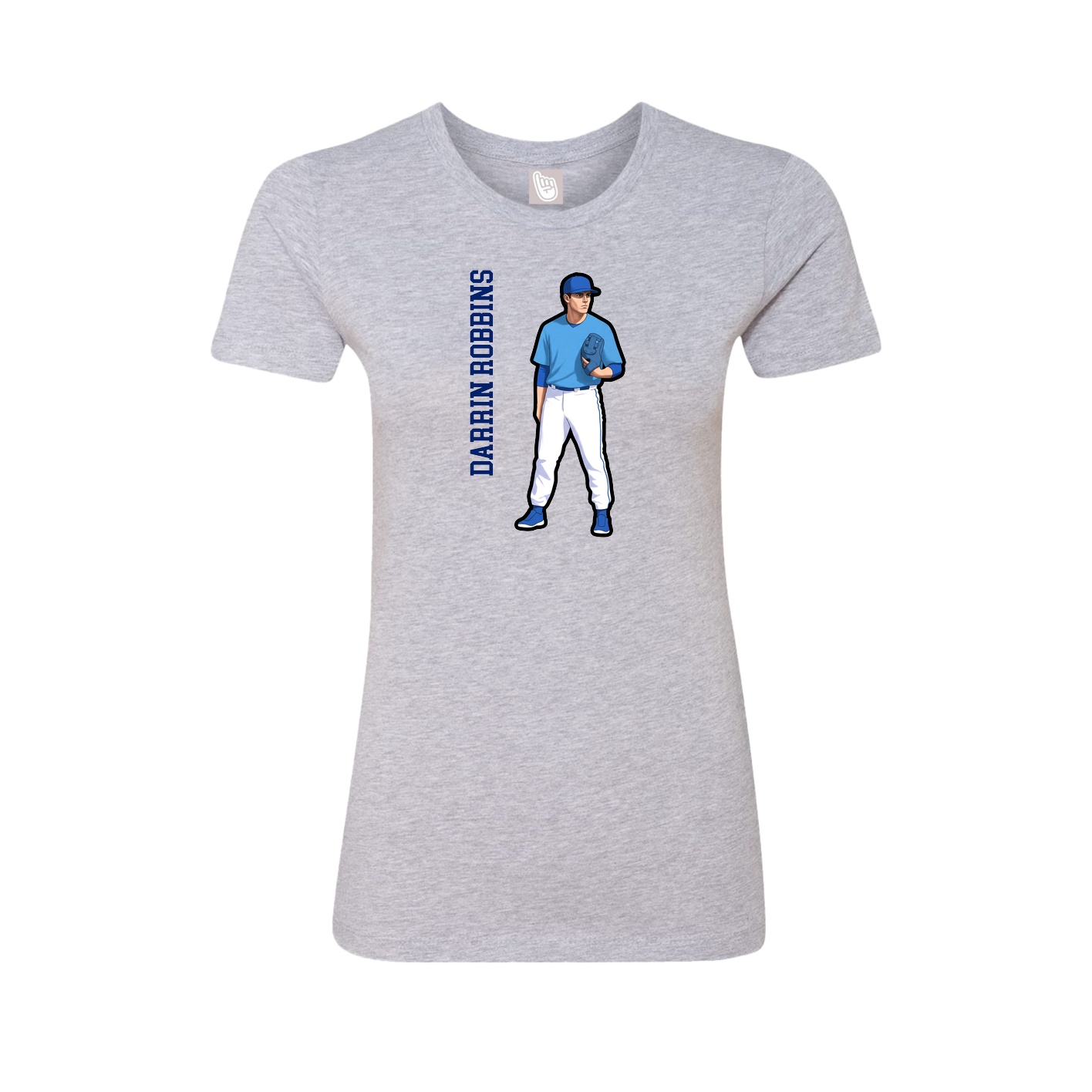 Fitted Women's Tee — Name Vertical in Grey