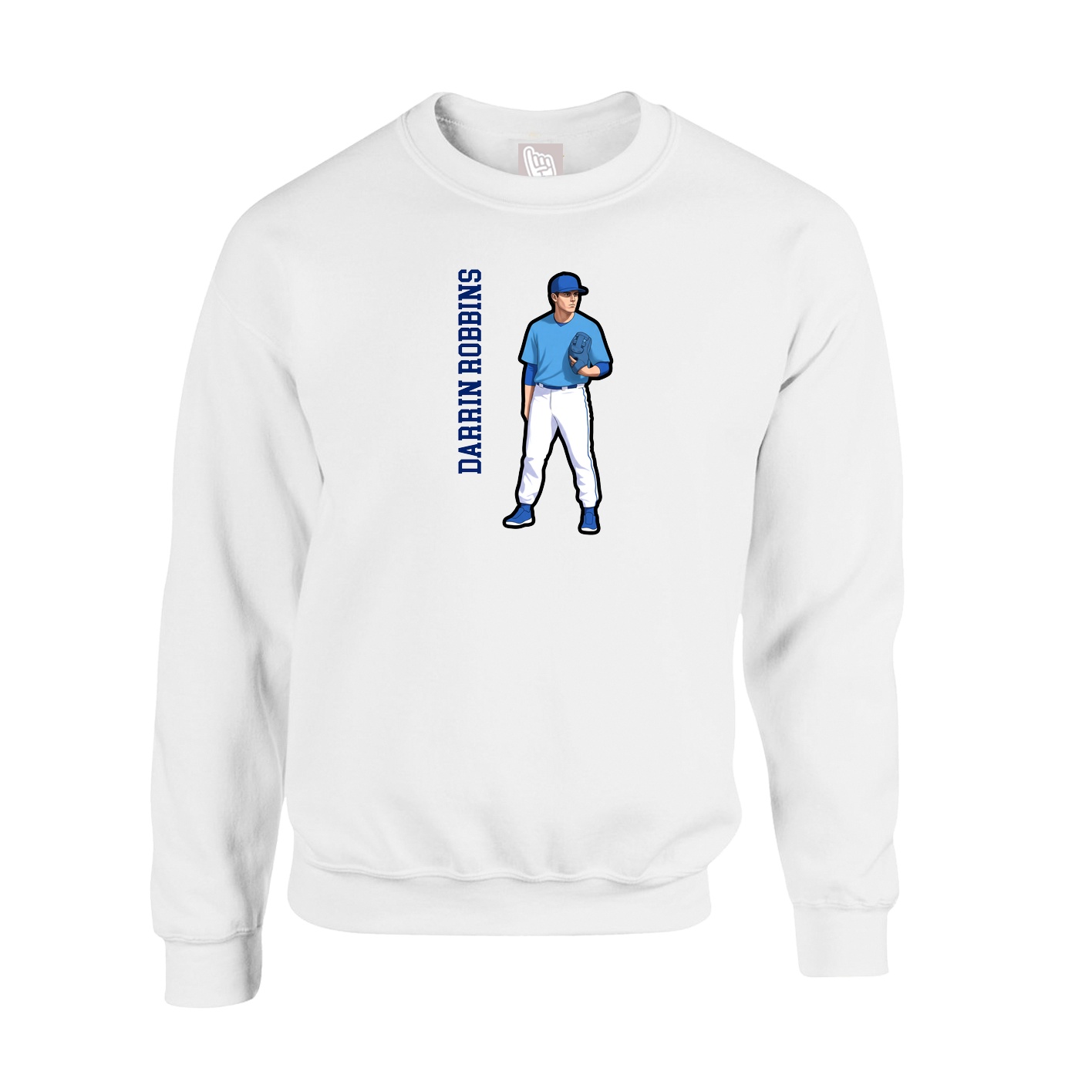Fleece Crew — Name Vertical in White