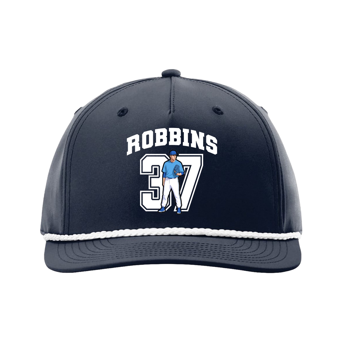 Five-Panel Classic Rope Cap — Number in Navy
