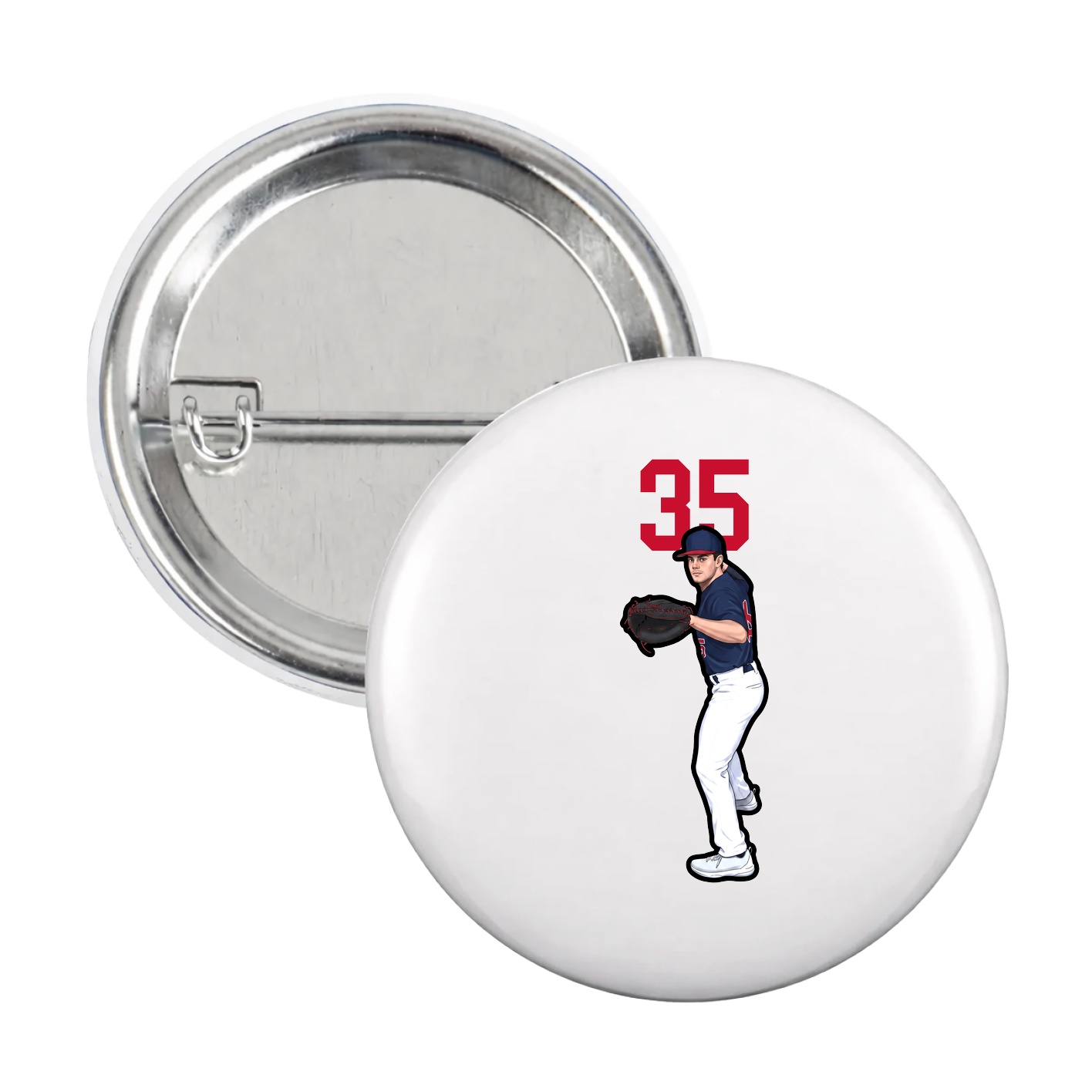 Game Day Button — Number Top in White