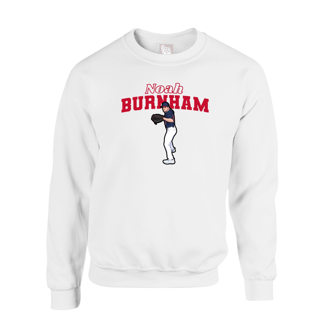 Fleece Crew — Name Arch in White