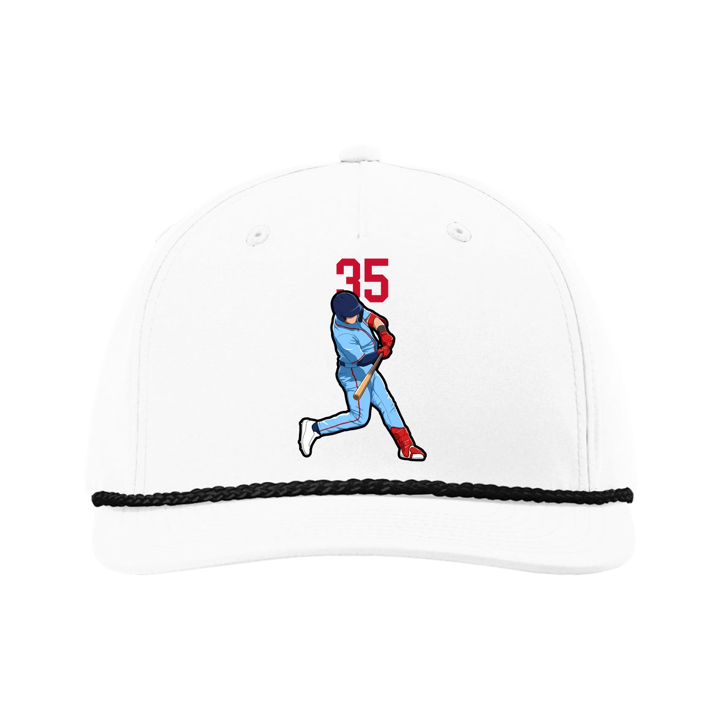Five-Panel Classic Rope Cap — Number Top in White
