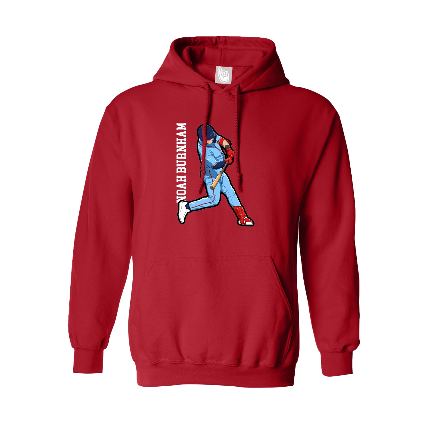 Hoodie — Name Vertical in Red