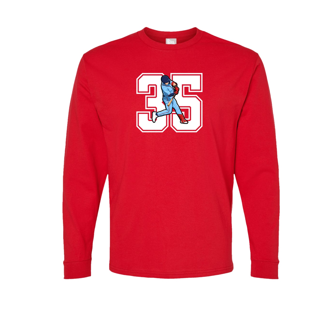 Long Sleeve Tee — Number in Red