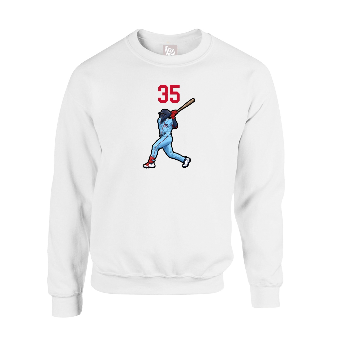 Fleece Crew — Number Top in White