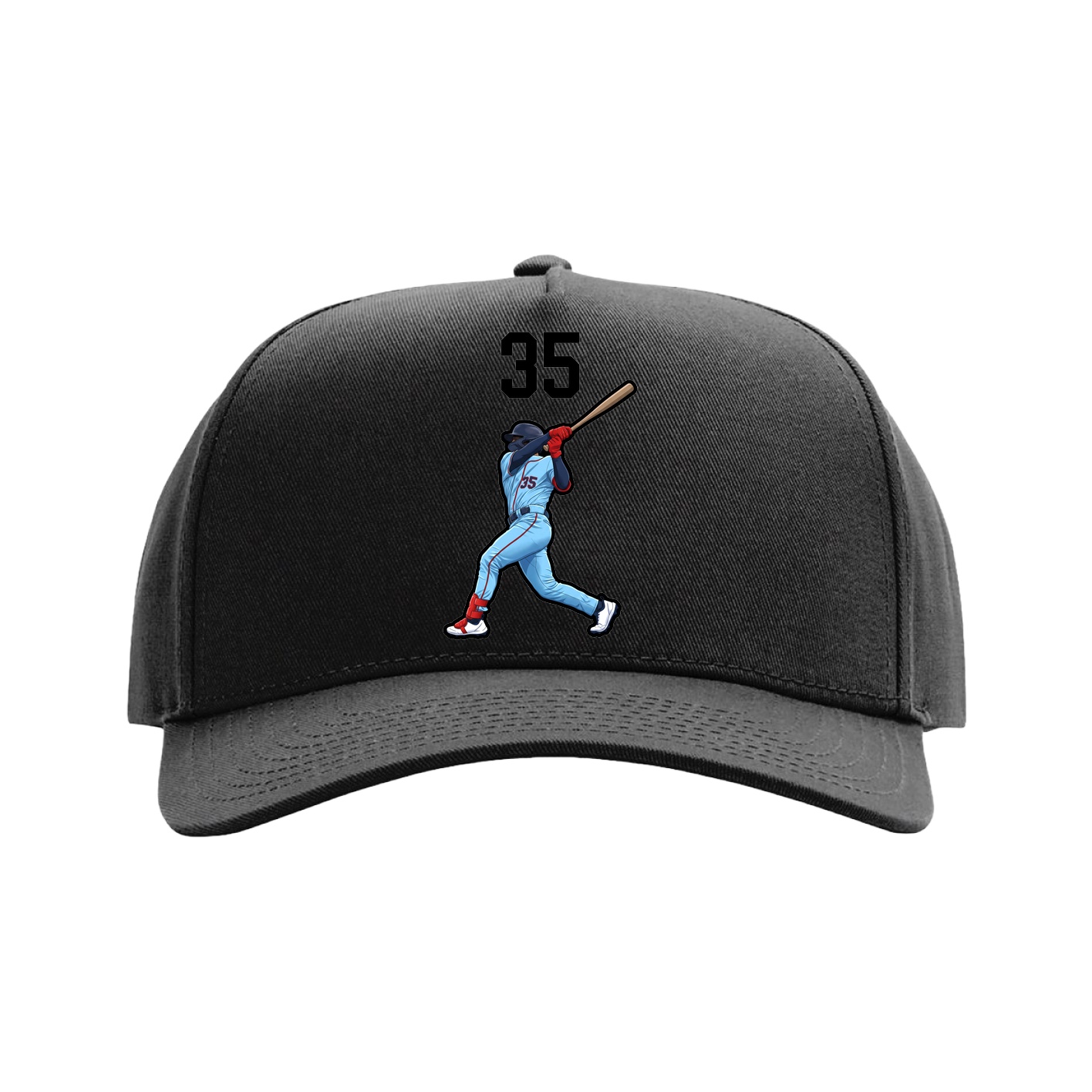 Full Fabric Five-Panel Champ Cap — Number Top in Black