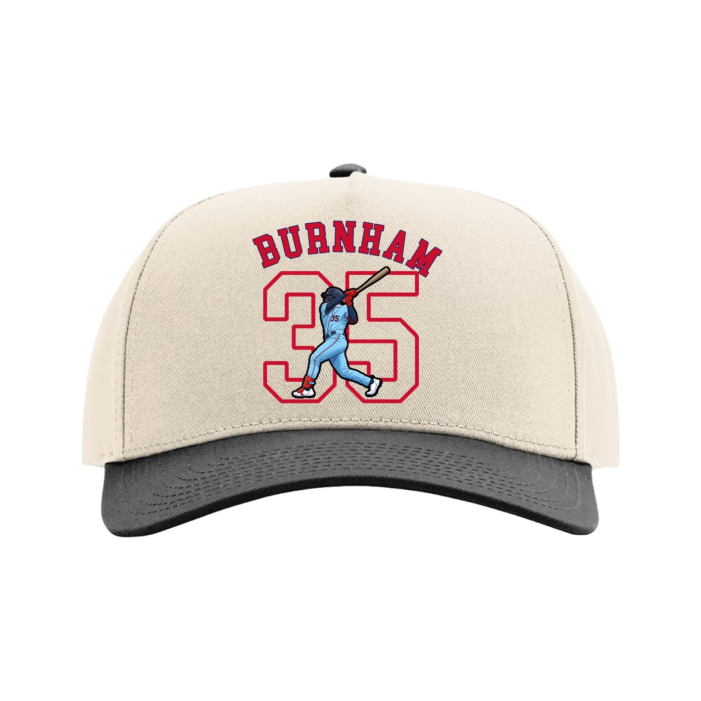Full Fabric Five-Panel Champ Cap — Shirsey Arch in Cream/Black