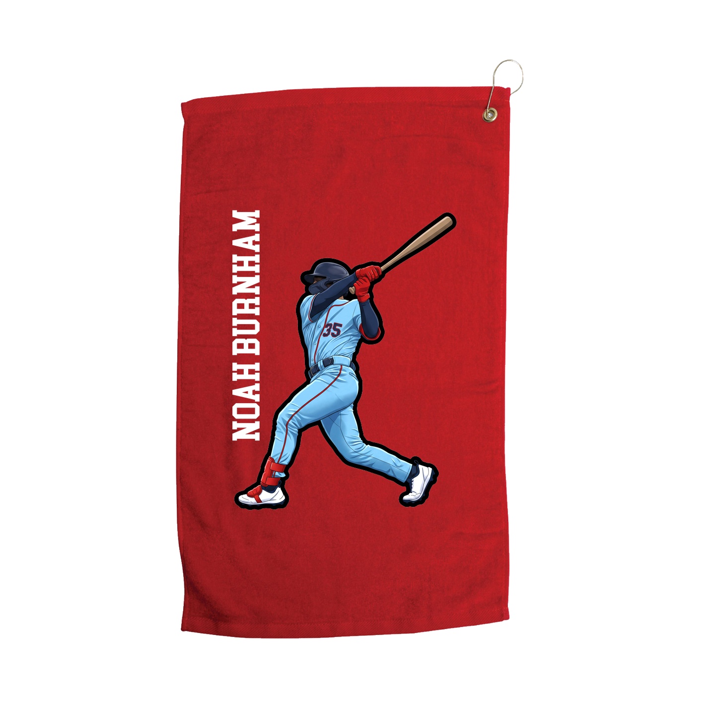 Golf Towel — Name Vertical in Red