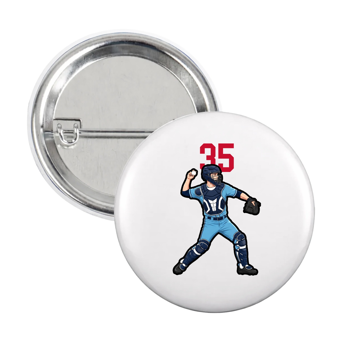 Game Day Button — Number Top in White