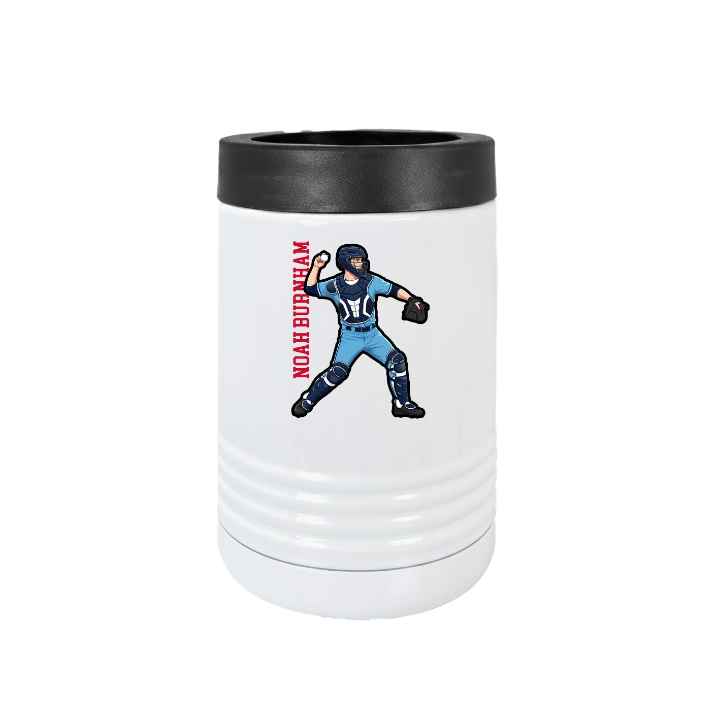 Beverage Holder — Name Vertical in White