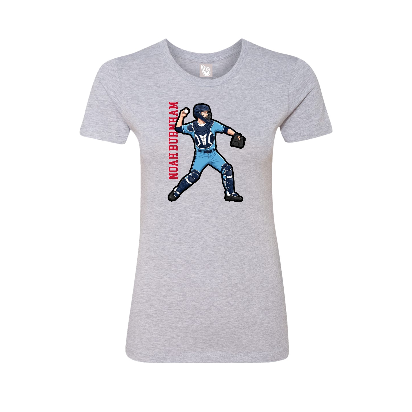 Womens Tee — Name Vertical in Grey
