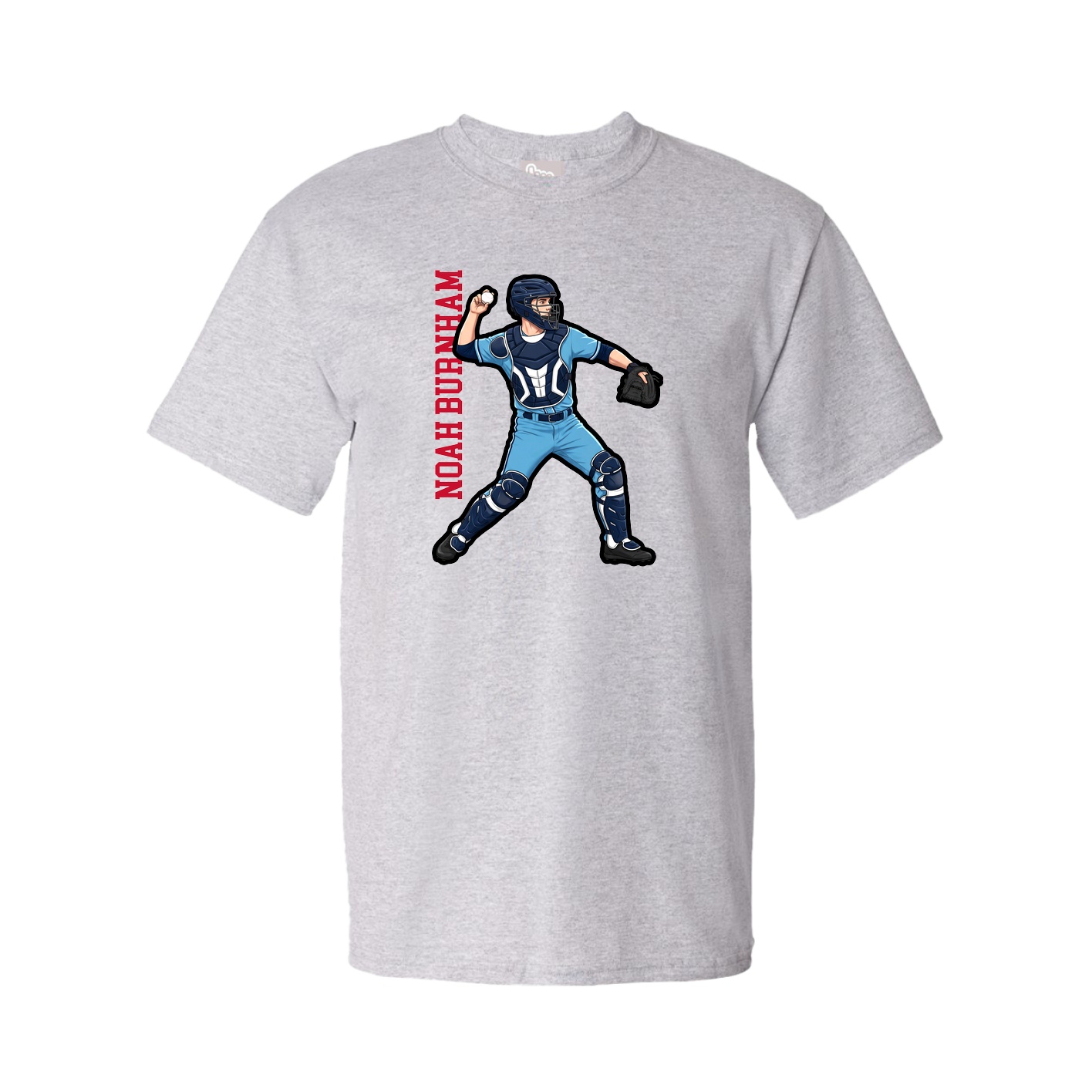 Youth Tee — Name Vertical in Grey