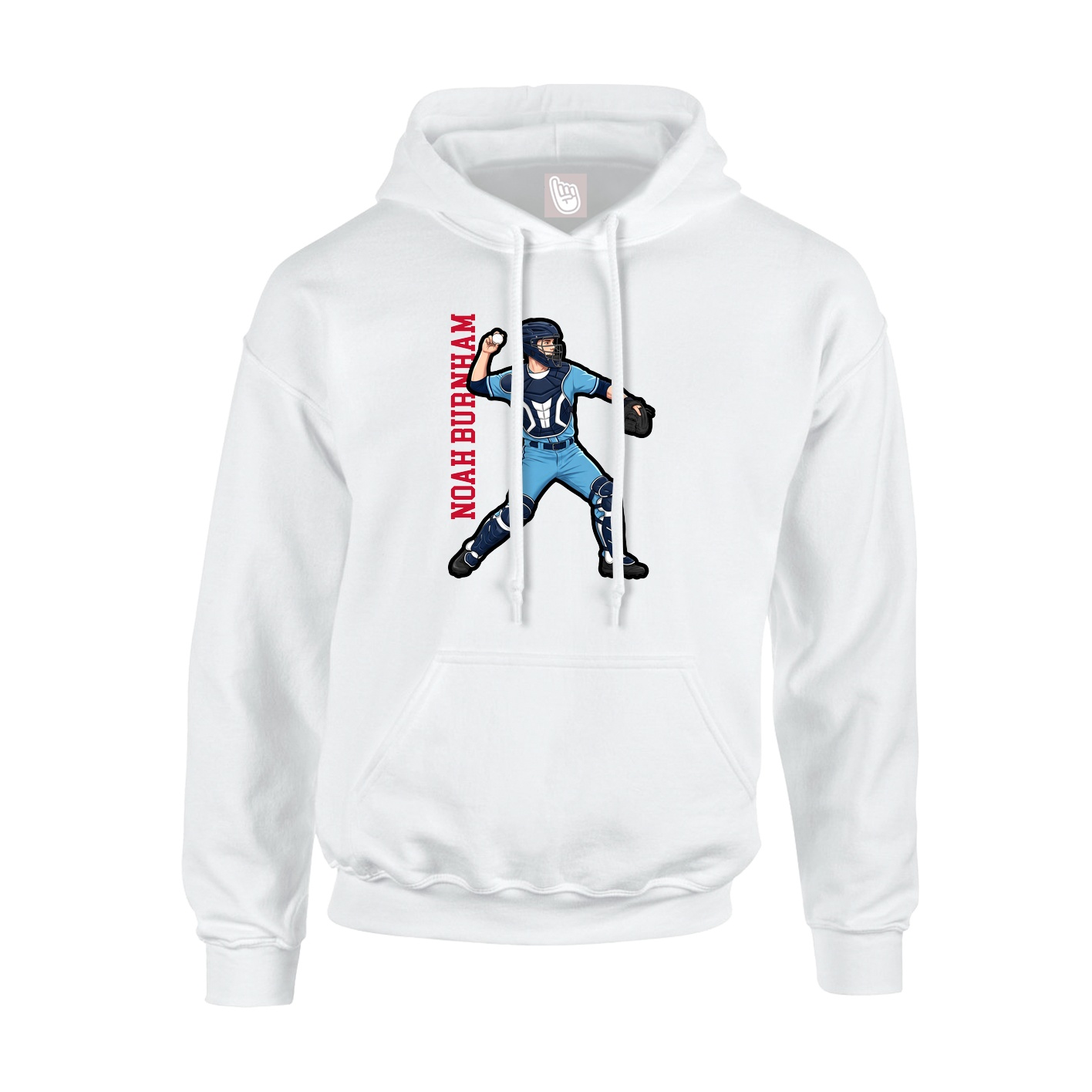 Youth Hoodie — Name Vertical in White