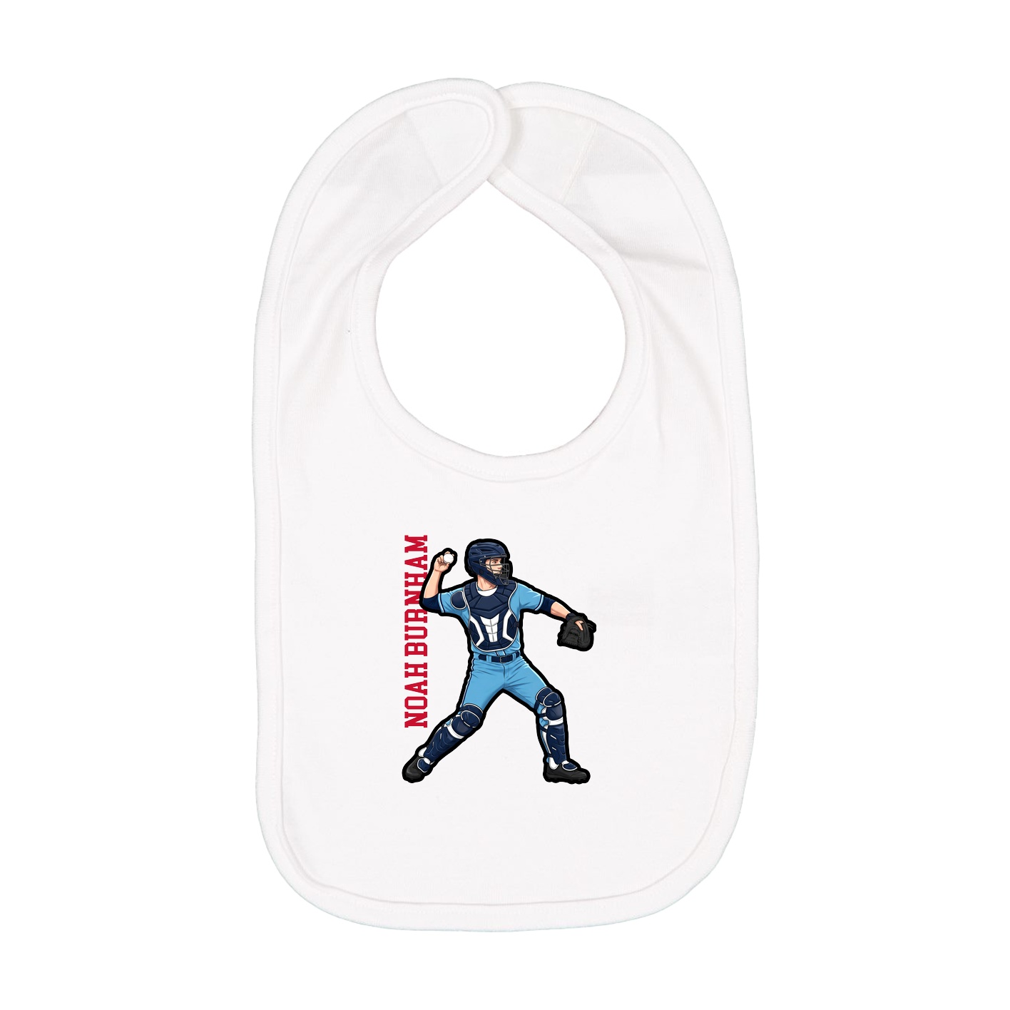 Infant Bib — Name Vertical in White