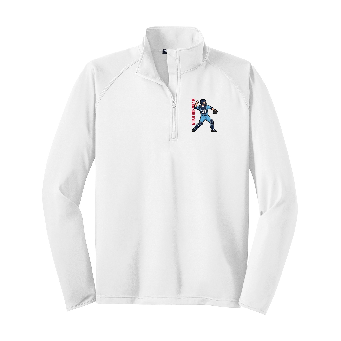 Q-Zip Pullover — Name Vertical in White