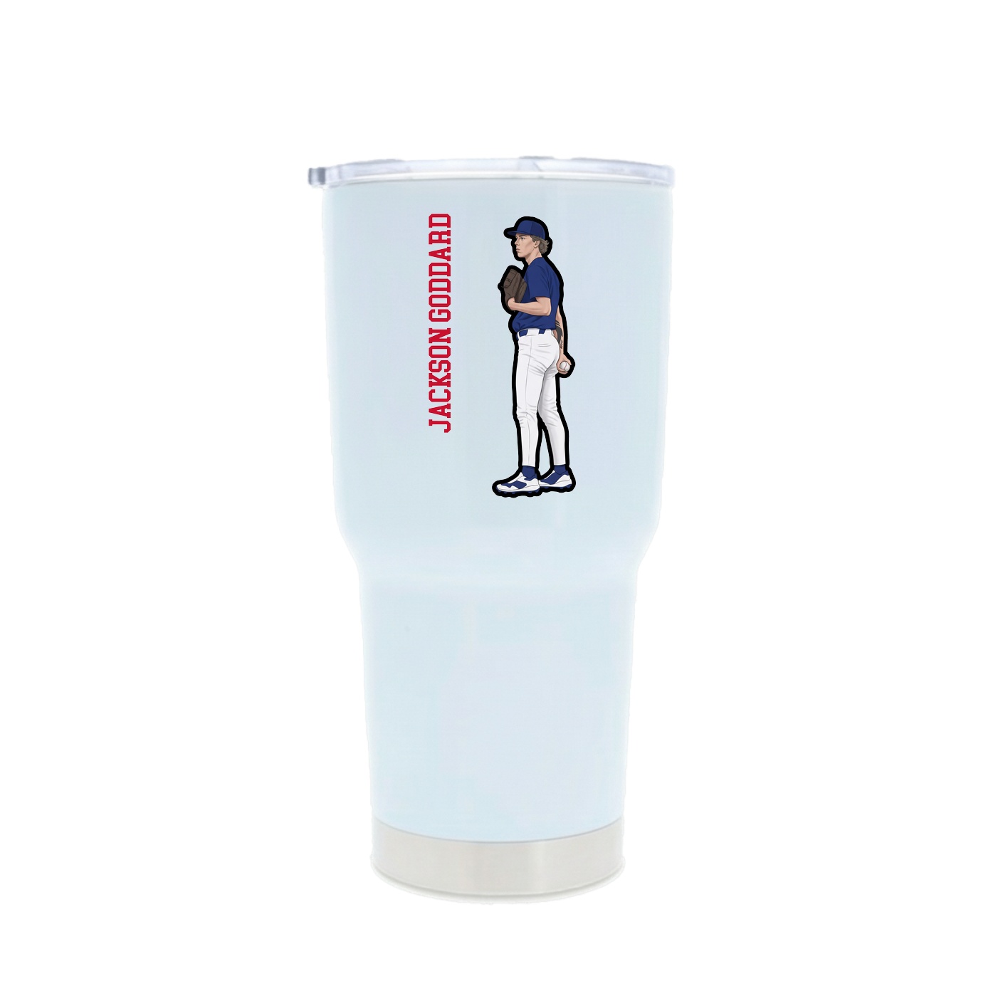 30oz Stainless Steel Tumbler — Name Vertical in White