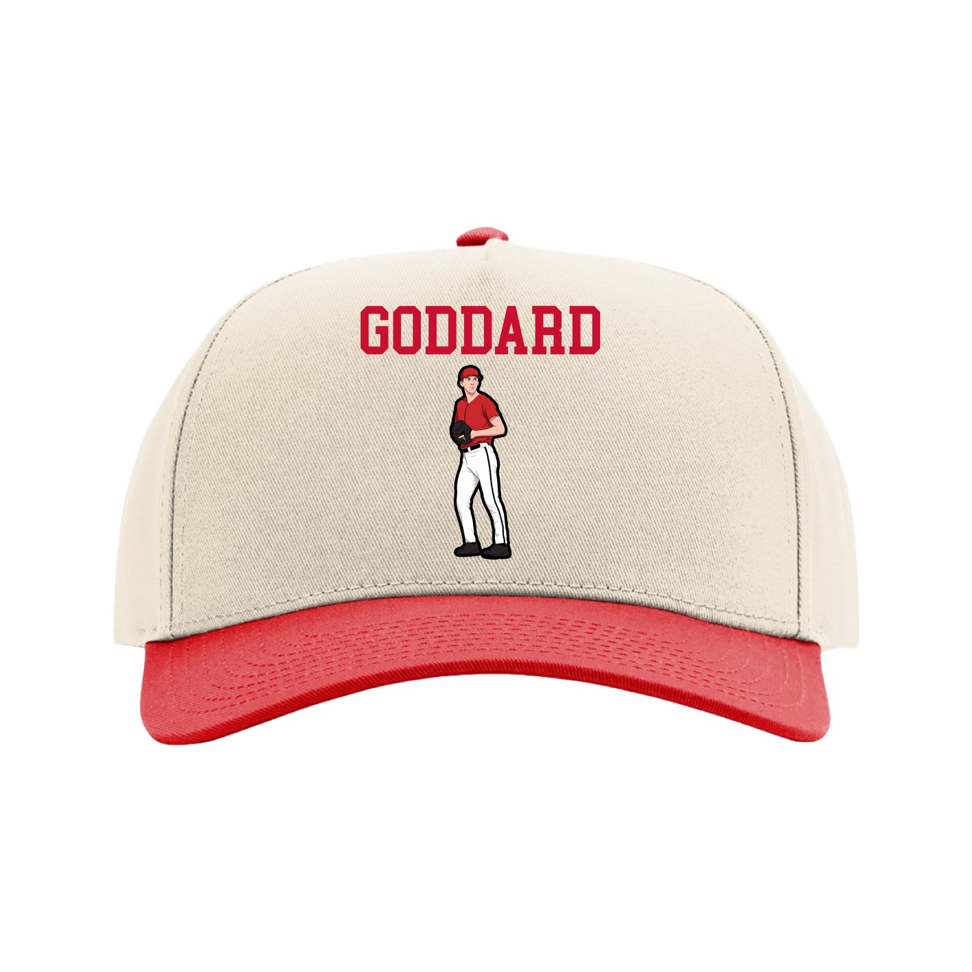 Full Fabric Five-Panel Champ Cap — Shirsey in Cream/Red