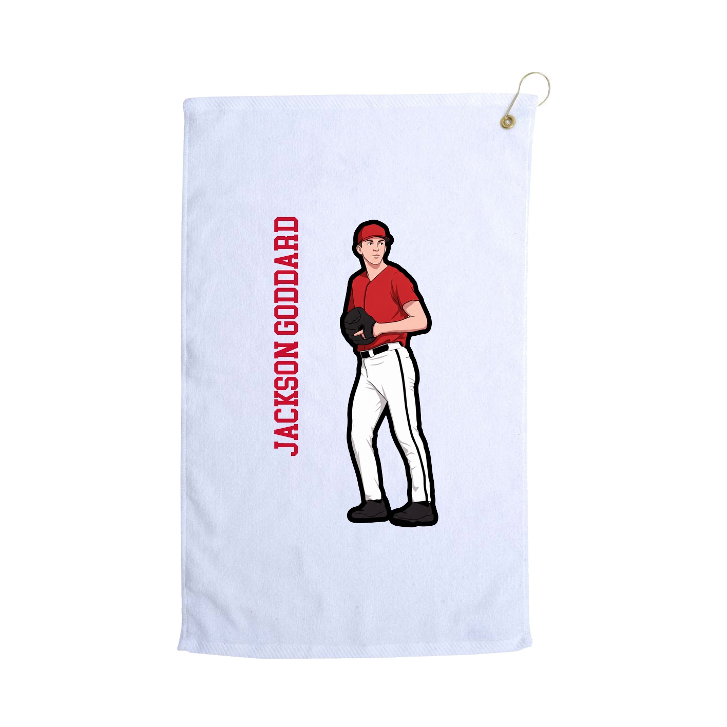 Golf Towel — Name Vertical in White
