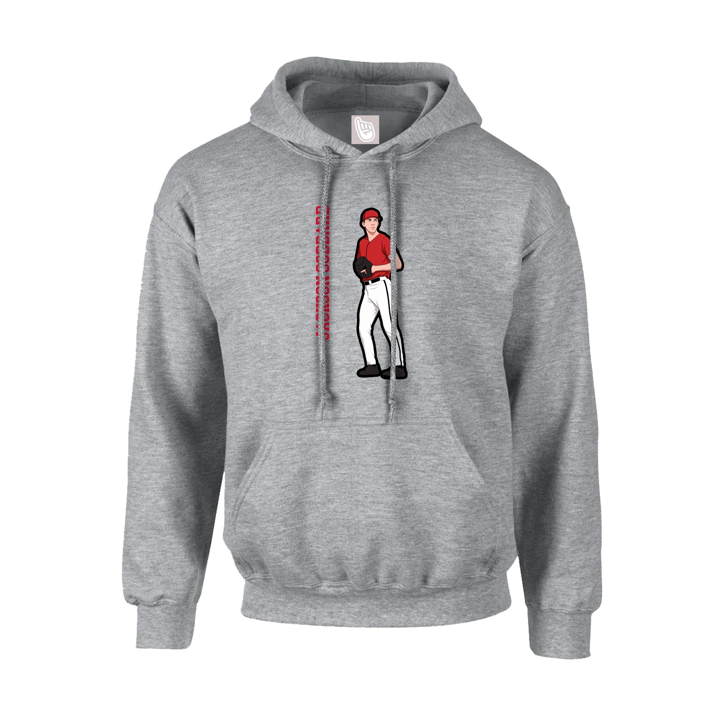 Youth Hoodie — Name Vertical in Grey