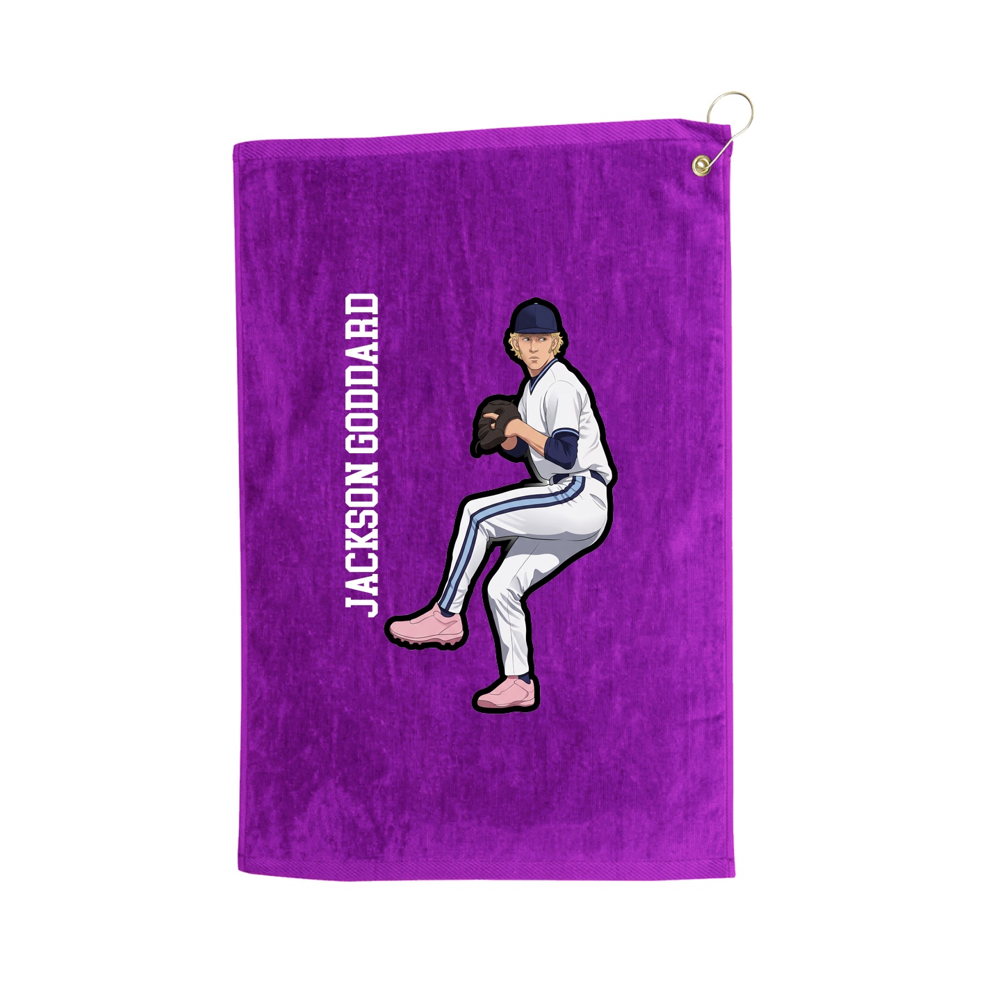 Golf Towel — Name Vertical in Purple