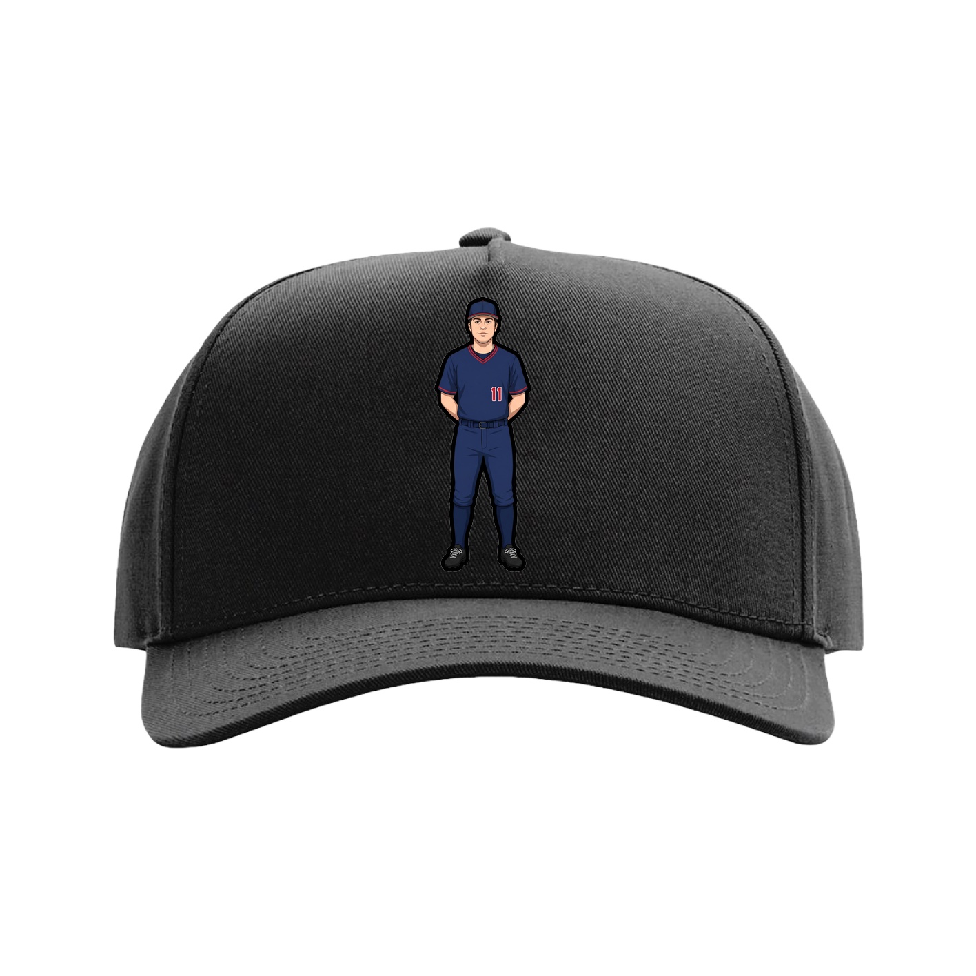 Full Fabric Five-Panel Champ Cap — Name Vertical in Black
