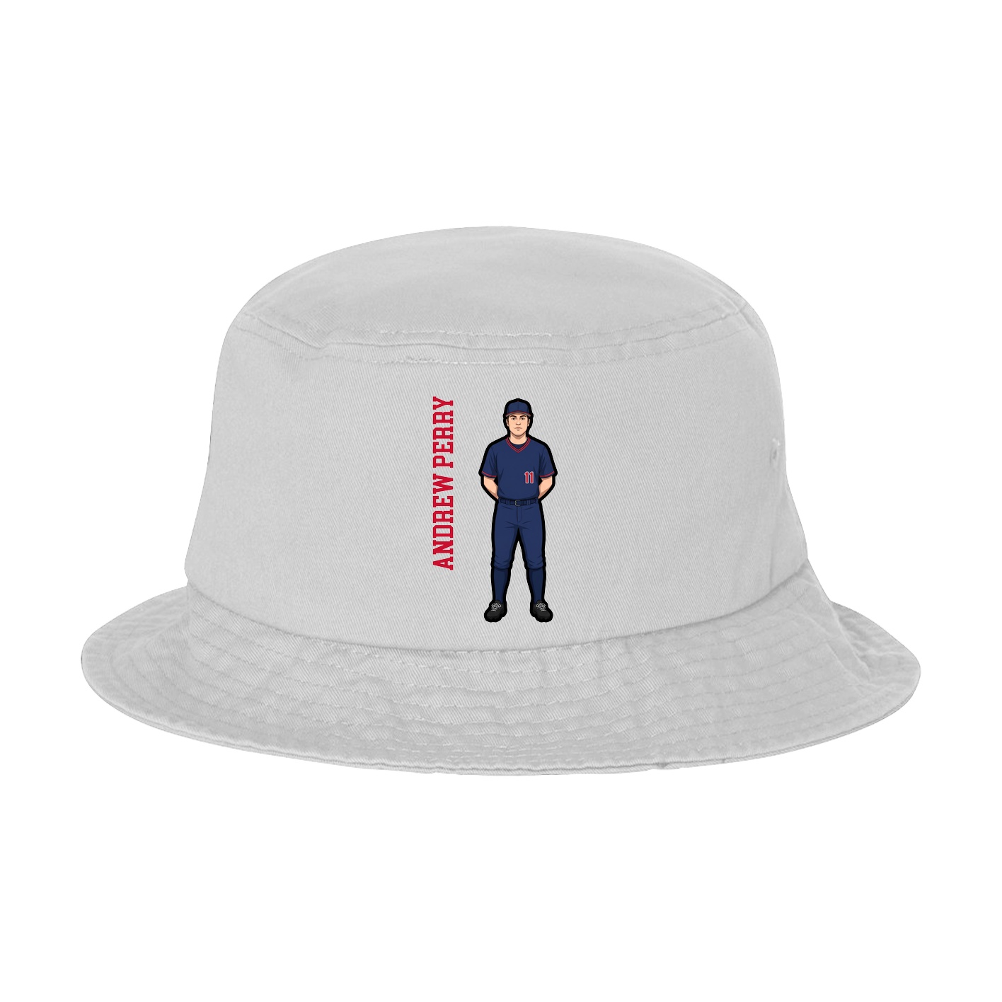 Bucket Cap — Name Vertical in White