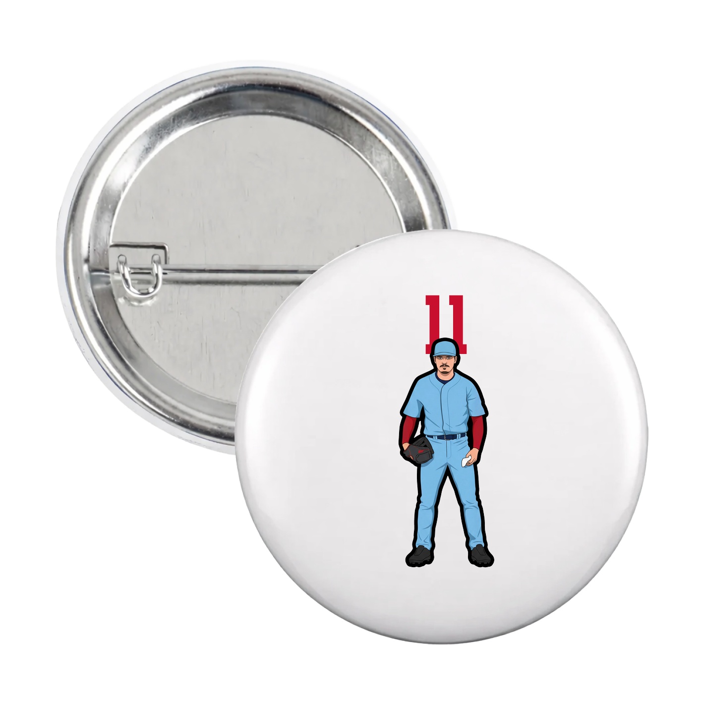 Game Day Button — Number Top in White