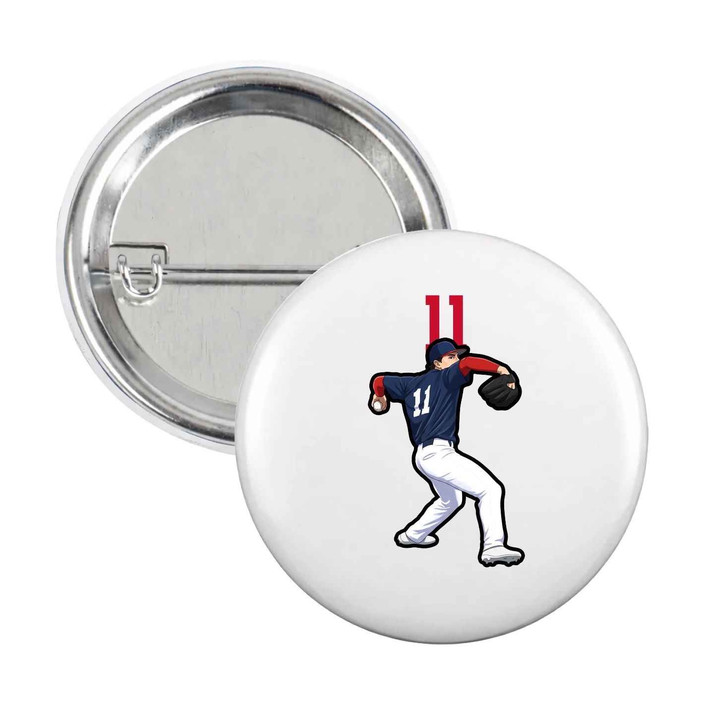 Game Day Button — Number Top in White