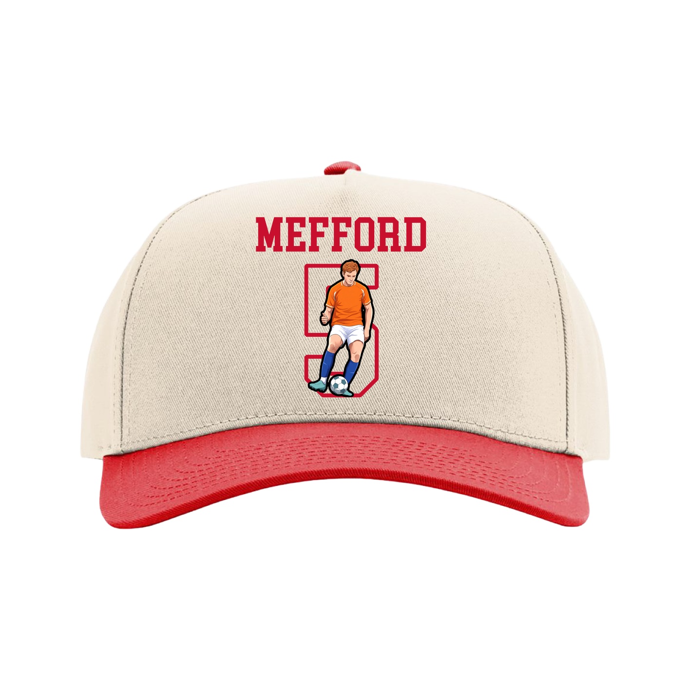 Full Fabric Five-Panel Champ Cap — Shirsey in Cream/Red