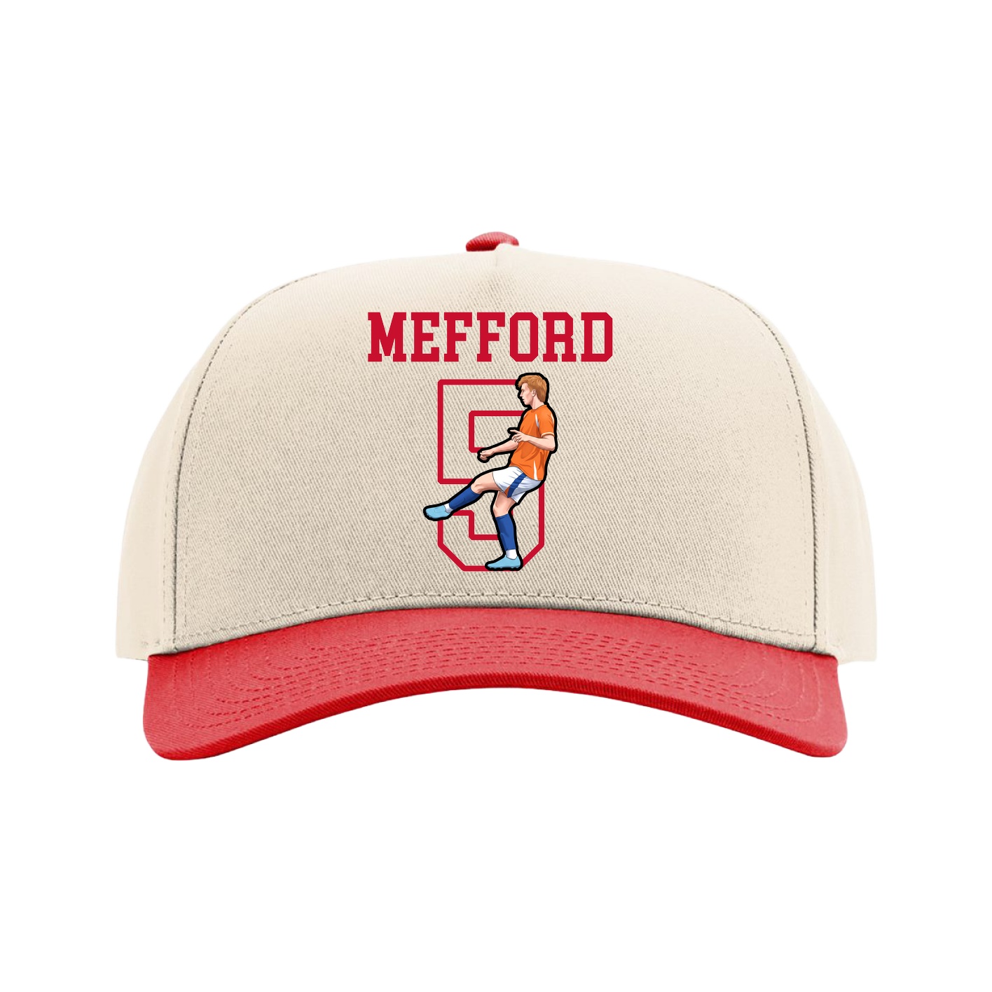 Full Fabric Five-Panel Champ Cap — Shirsey in Cream/Red