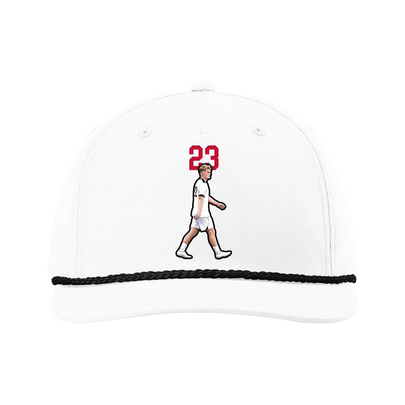 Five-Panel Classic Rope Cap — Number Top in White