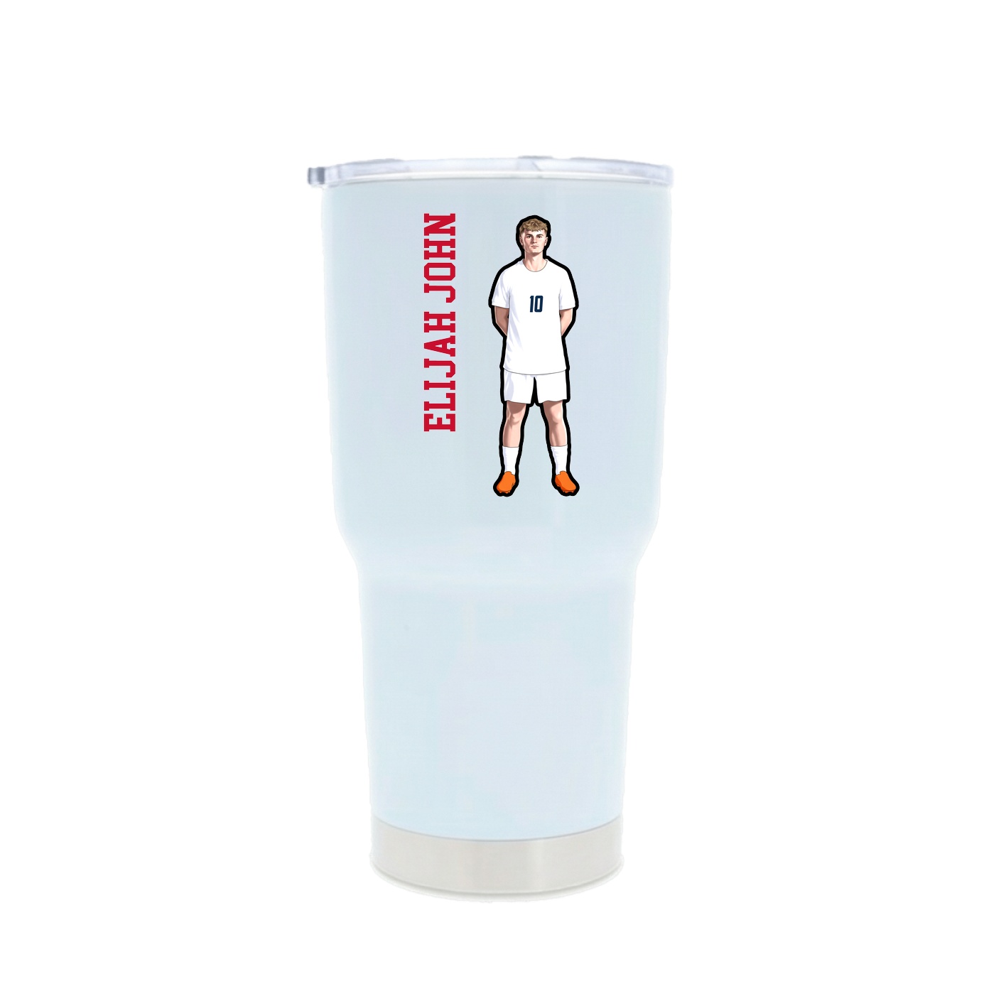 30oz Stainless Steel Tumbler — Name Vertical in White