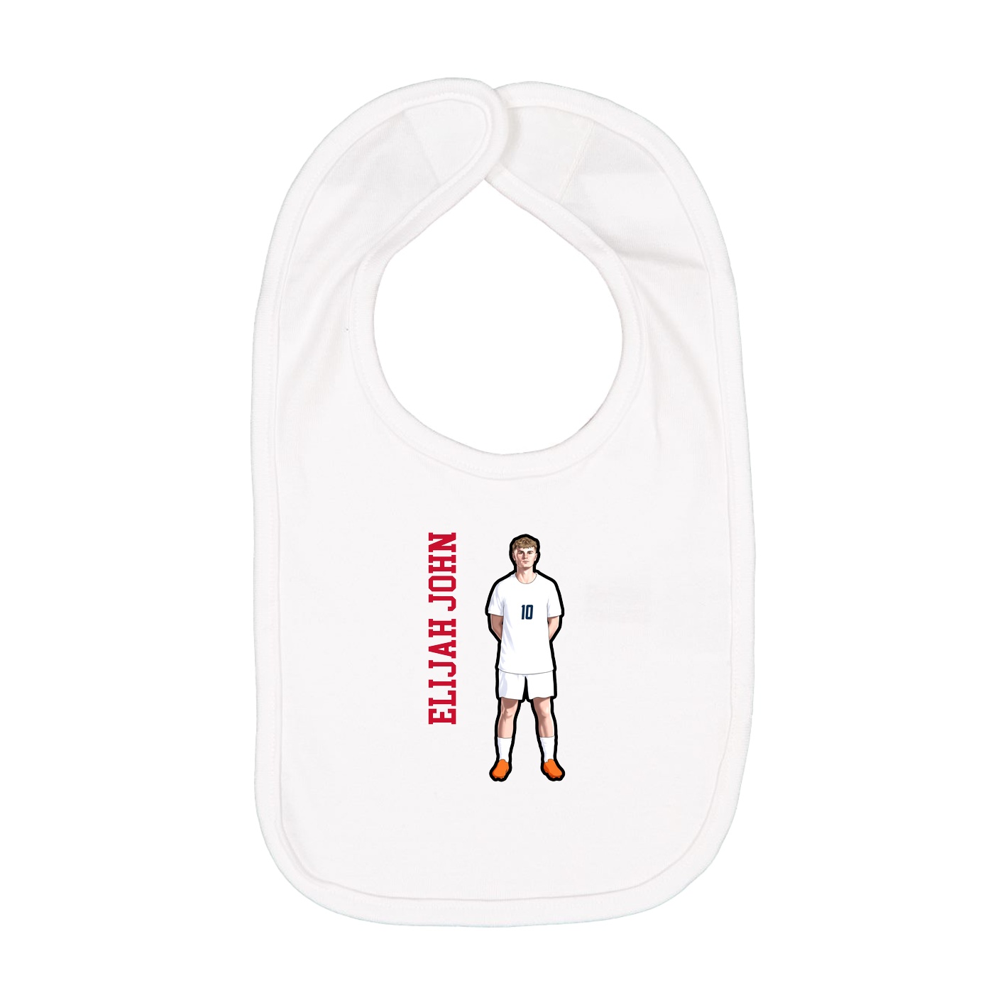 Infant Bib — Name Vertical in White
